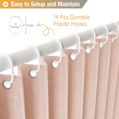 Folding Linen Shower Curtain 70x72 1 Panel 14 Grommets &Tie Back