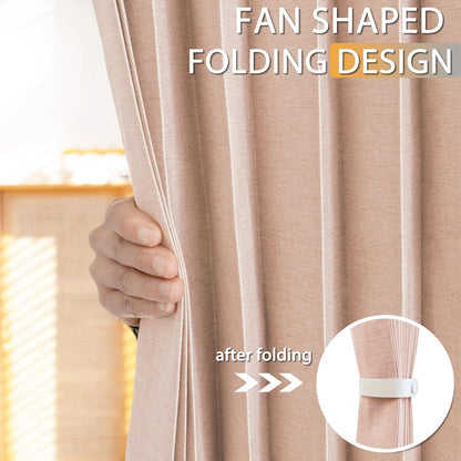 Folding Linen Shower Curtain 70x72 1 Panel 14 Grommets &Tie Back