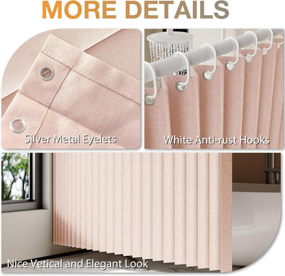 Folding Linen Shower Curtain 70x72 1 Panel 14 Grommets &Tie Back