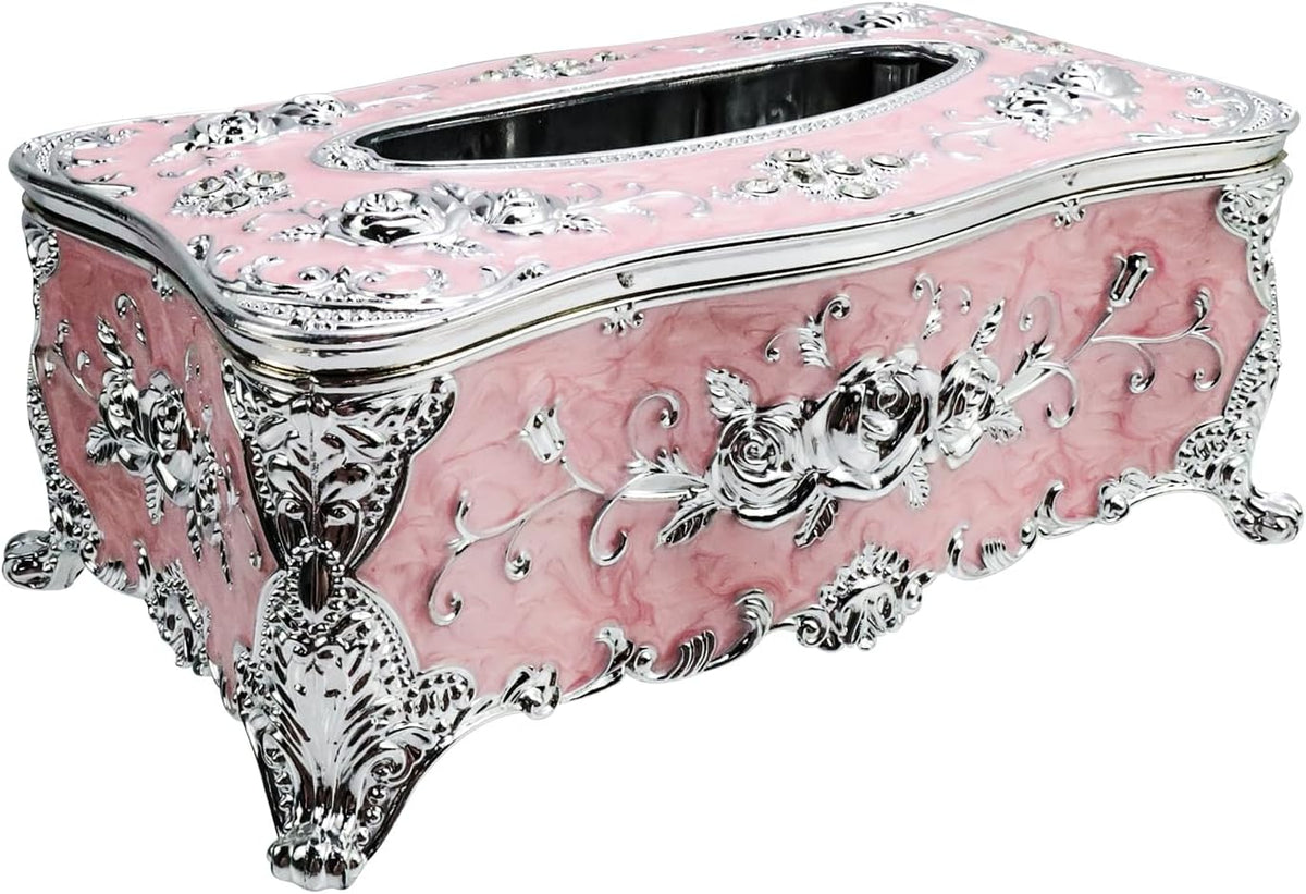 Geesatis Tissue Box Cover, Rectangle Tissue Box Holder,Pink,1Pcs