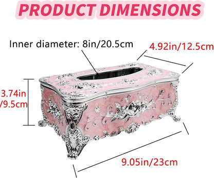 Geesatis Tissue Box Cover, Rectangle Tissue Box Holder,Pink,1Pcs