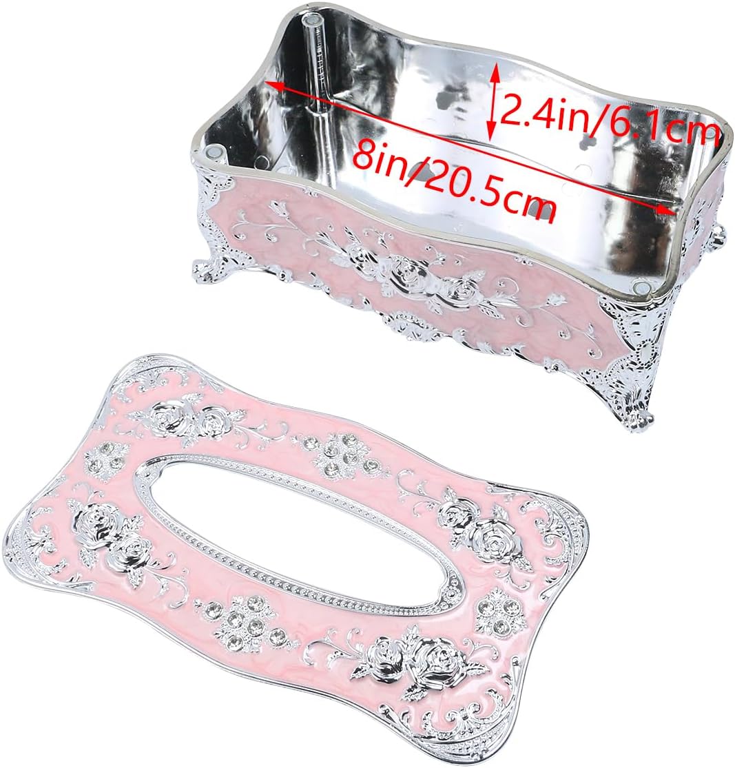 Geesatis Tissue Box Cover, Rectangle Tissue Box Holder,Pink,1Pcs