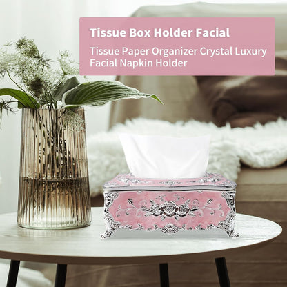Geesatis Tissue Box Cover, Rectangle Tissue Box Holder,Pink,1Pcs