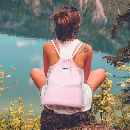 Drawstring Backpack, Gym Sackpack for Sports (Light Pink)