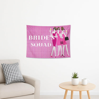 Bride's Tribe Peach Tapestry, Fashionable Bridal Party Wall Hanging, Chic Tapestries Decorative for Wedding, Living Room, Bachelorette Decor 40x30 Inch