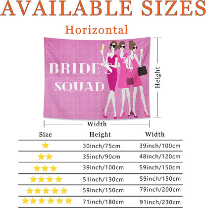 Bride's Tribe Peach Tapestry, Fashionable Bridal Party Wall Hanging, Chic Tapestries Decorative for Wedding, Living Room, Bachelorette Decor 40x30 Inch