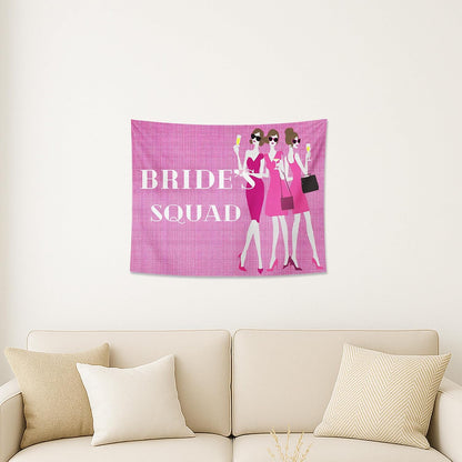 Bride's Tribe Peach Tapestry, Fashionable Bridal Party Wall Hanging, Chic Tapestries Decorative for Wedding, Living Room, Bachelorette Decor 40x30 Inch
