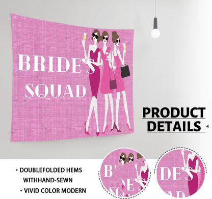 Bride's Tribe Peach Tapestry, Fashionable Bridal Party Wall Hanging, Chic Tapestries Decorative for Wedding, Living Room, Bachelorette Decor 40x30 Inch