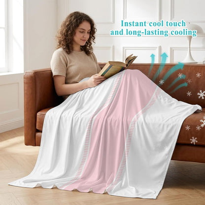 Cooling Blanket 40"x60", Pink Stripe Summer Cooling Blanket Breathable Lightweight Ice Blankets Solid Color Minimalist Style Blankets for Night Sweats