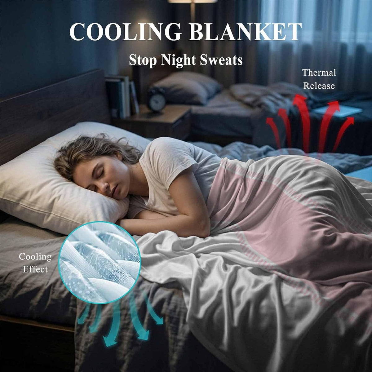 Cooling Blanket 40"x60", Pink Stripe Summer Cooling Blanket Breathable Lightweight Ice Blankets Solid Color Minimalist Style Blankets for Night Sweats