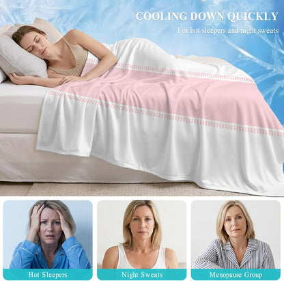 Cooling Blanket 40"x60", Pink Stripe Summer Cooling Blanket Breathable Lightweight Ice Blankets Solid Color Minimalist Style Blankets for Night Sweats