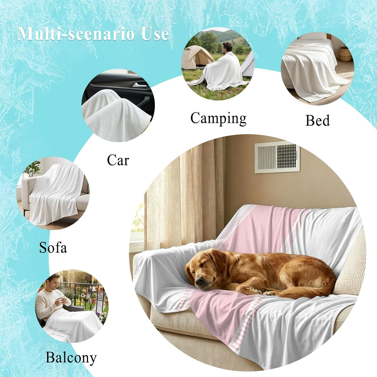 Cooling Blanket 40"x60", Pink Stripe Summer Cooling Blanket Breathable Lightweight Ice Blankets Solid Color Minimalist Style Blankets for Night Sweats