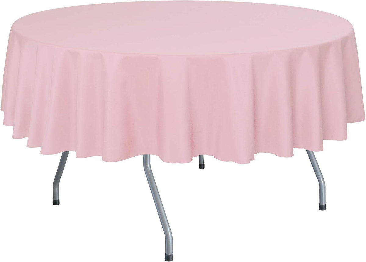 60-Inch Round Polyester Tablecloth, Light Pink, 10 Pack