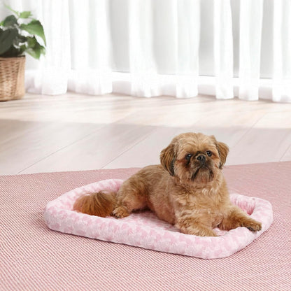 QuietTime Fashion Dog Bed - Pink Faux Fur Bolster, Ultra-Soft and Machine Washable, Fits 24-Inch Crates and Carriers, for Small Breed Dogs