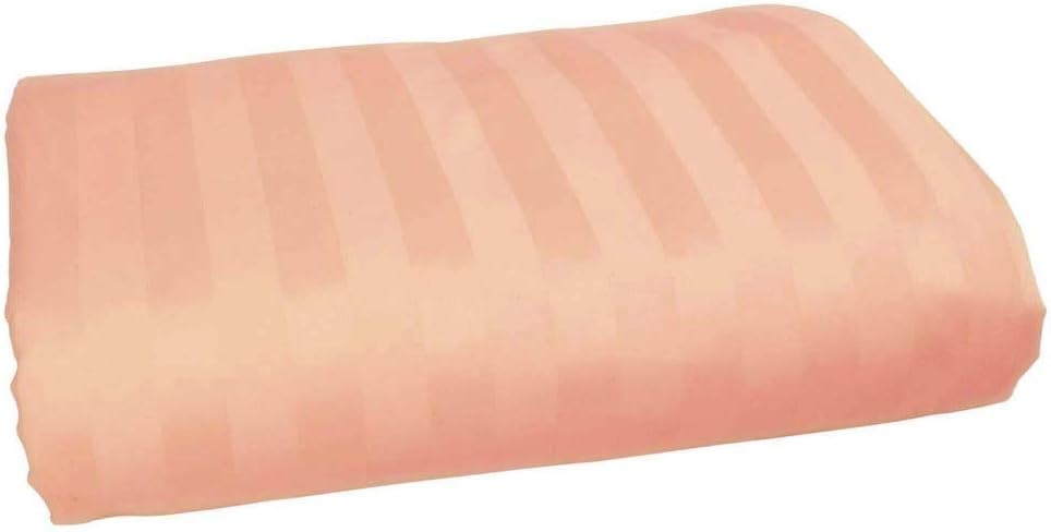 Alaska-King (125x125) Flat Sheet, Soft 1000-TC Egyptian Cotton, Cooling & Breathable Bed Sheets, Top Sheet, Alaska-King Flat Sheet Only (Stripe, Peach)