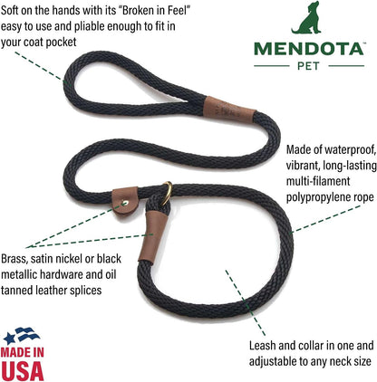 Slip Leash - Dog Lead and Collar Combo - Made in The USA - Pink Chocolate, 3/8 in x 6 ft - for Small/Medium Breeds
