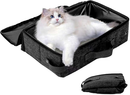 Portable Cat Litter Box with Lid, 16 * 12 * 6 inches Foldable Travel Litter Box for Cats, Lightweight & Easy to take, Cat Essentials for Outdoor Traveling