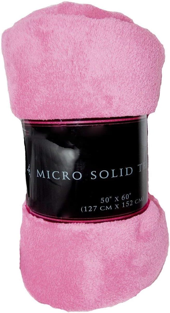 Warm & Cozy Super Soft Plush Solid Fleece Throw Blanket (50"x60", Light Pink)