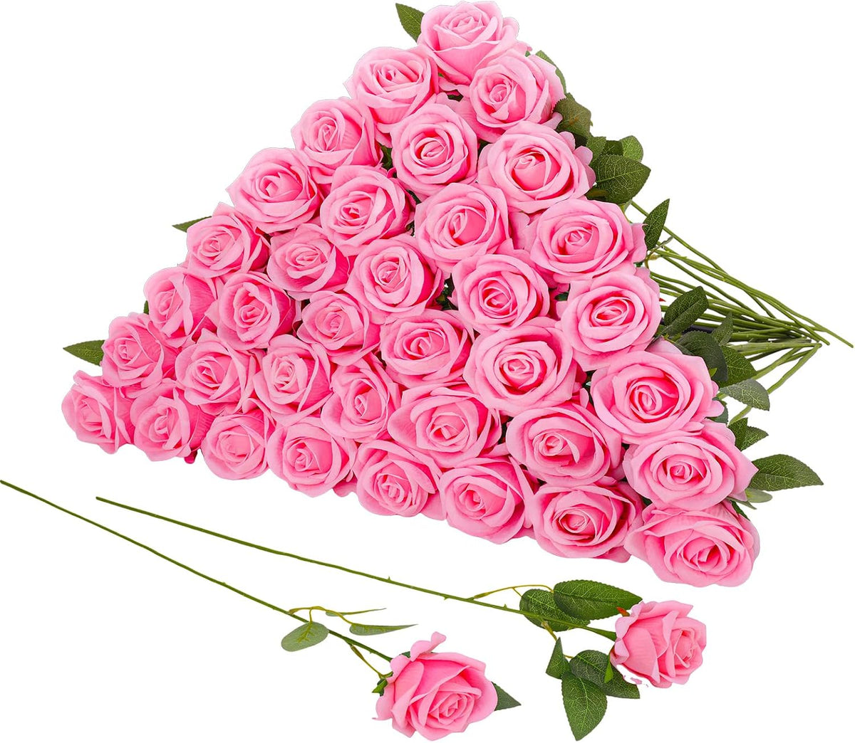 36 Pcs Pink Velvet Texture Soft Artificial Flowers Bridal Bouquet