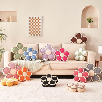 Soft Flower Shaped Floor Cushion, Decorative Throw Pillow, Cute Seating Cushion, Plush Pillow for Sofa Couch Bed (13.7 Inch, Peach Pink)
