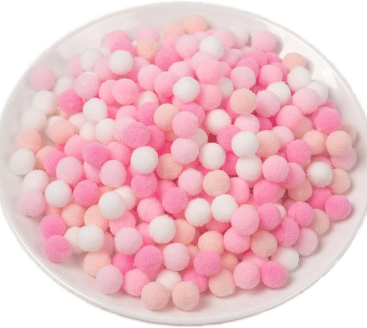 1000 Pieces Pom Poms Pink and White, 0.4 inch Small Craft Pompoms, Soft Fluffy Puff Balls for DIY Arts and Bulk Craft Making Decorations Supplies (Pink Series, 1 cm / 10 mm)