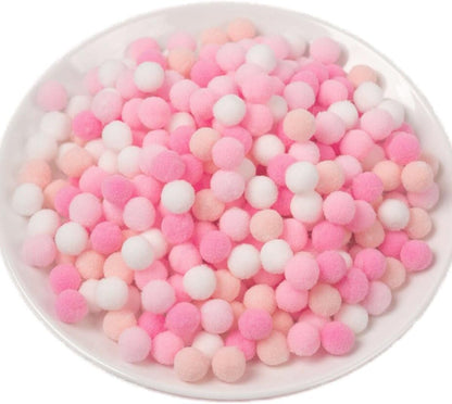 1000 Pieces Pom Poms Pink and White, 0.4 inch Small Craft Pompoms, Soft Fluffy Puff Balls for DIY Arts and Bulk Craft Making Decorations Supplies (Pink Series, 1 cm / 10 mm)