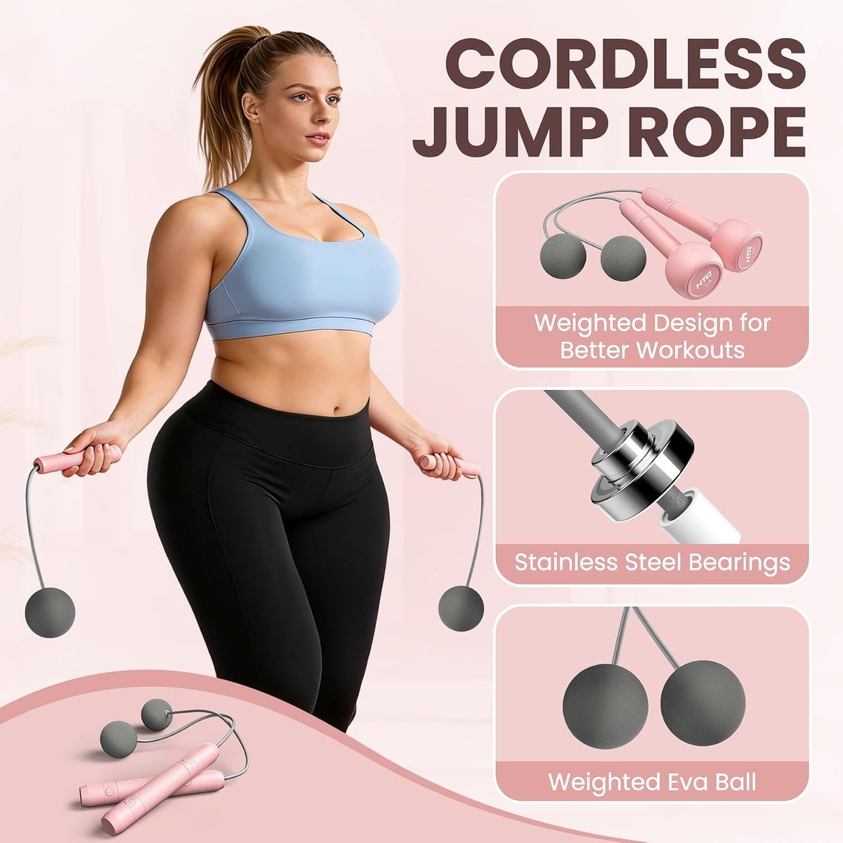 Adjustable Dumbbells, 5 in 1 Dumbbells Set Used as Barbell, Kettlebells, Jump Rope, Wrist Weights, Resistance Band, Fitness Exercises for Home Gym Suitable for Women, Pink/Green
