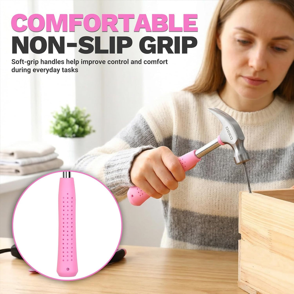 94 Piece Pink Tool Set, Household DIY Tool Kit for Women with Storage Toolbox, Small Basic Hand Tool Box Set for Home Repair, DIY, Apartment, Office