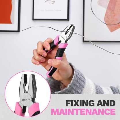94 Piece Pink Tool Set, Household DIY Tool Kit for Women with Storage Toolbox, Small Basic Hand Tool Box Set for Home Repair, DIY, Apartment, Office