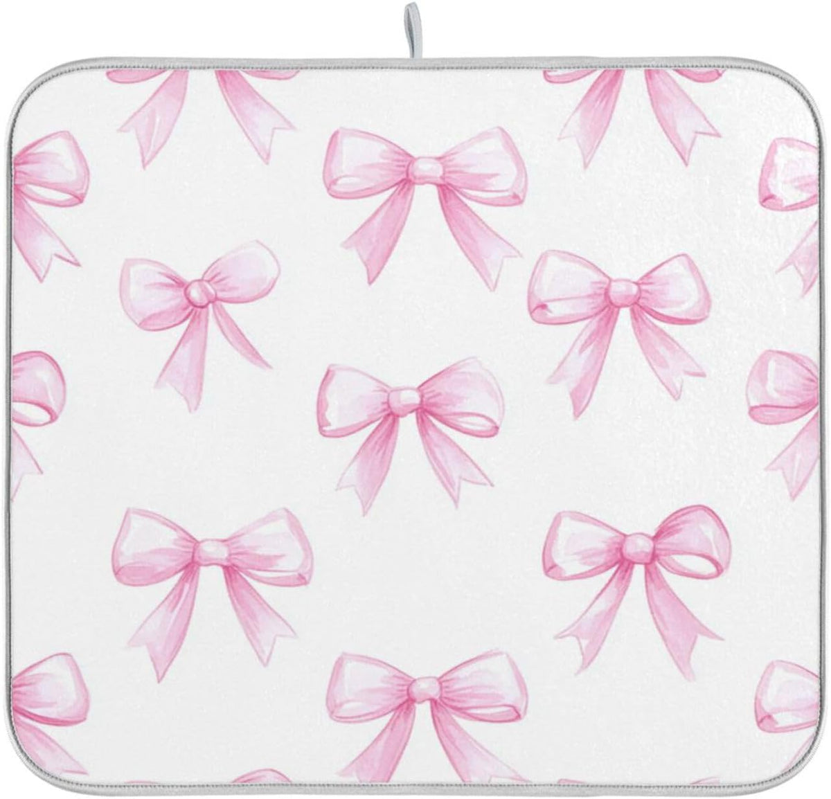 Pink Bows White Dish Drying Mat for Kitchen Counter 18 x 24 inch Rack Mat Microfiber Dry Dishes Mats Drainer Mat Dish Drying Pad Tableware Countertops Mat Decor