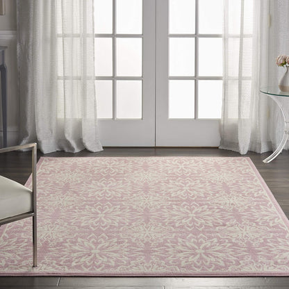 Jubilant Floral Ivory/Pink 4' x 6' Area-Rug, Easy-Cleaning, Non Shedding, Bed Room, Living Room, Dining Room, Kitchen (4x6)