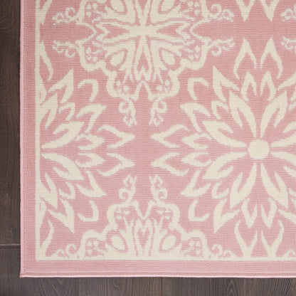 Jubilant Floral Ivory/Pink 4' x 6' Area-Rug, Easy-Cleaning, Non Shedding, Bed Room, Living Room, Dining Room, Kitchen (4x6)