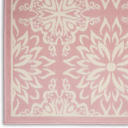 Jubilant Floral Ivory/Pink 4' x 6' Area-Rug, Easy-Cleaning, Non Shedding, Bed Room, Living Room, Dining Room, Kitchen (4x6)