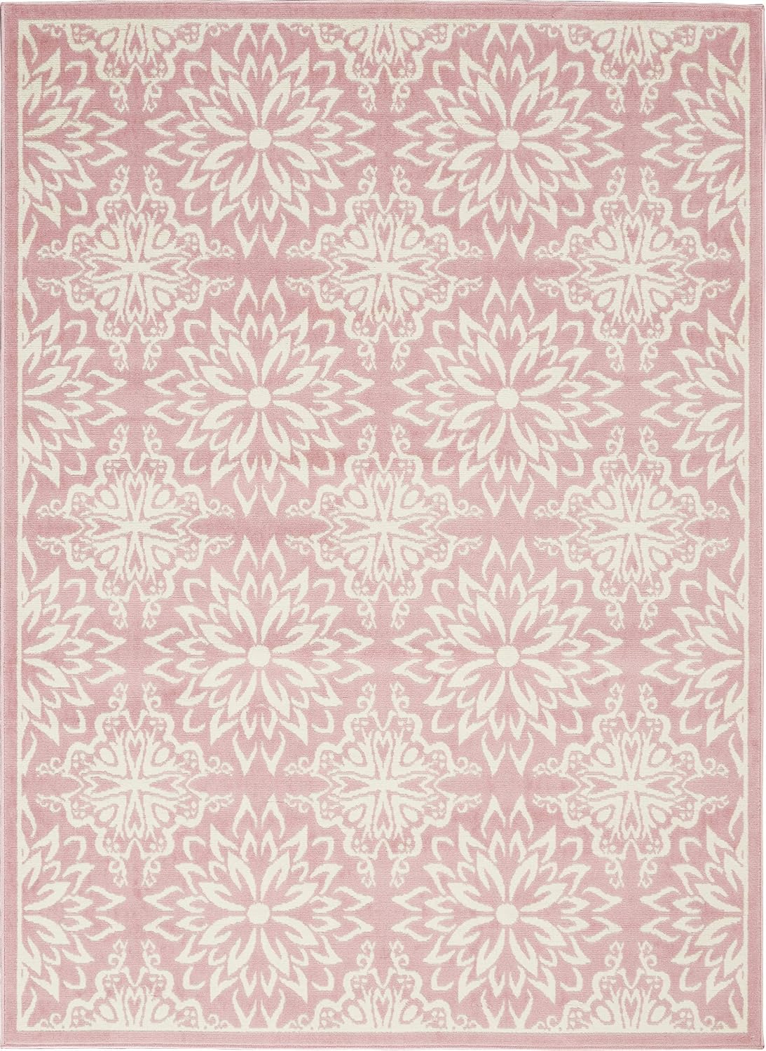 Jubilant Floral Ivory/Pink 4' x 6' Area-Rug, Easy-Cleaning, Non Shedding, Bed Room, Living Room, Dining Room, Kitchen (4x6)
