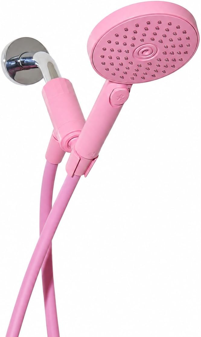 ! - Handheld Showerhead, High Pressure Performance, Pink