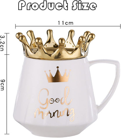 Pink Queen of Everything Mug with Lid Cute Pink Cup with Crown Tea Coffee Mugs Gift with Spoon & Coaster 12 oz Ceramic Cups Birthday Gifts for Women Girls Friend Valentine's Day Gifts for Women