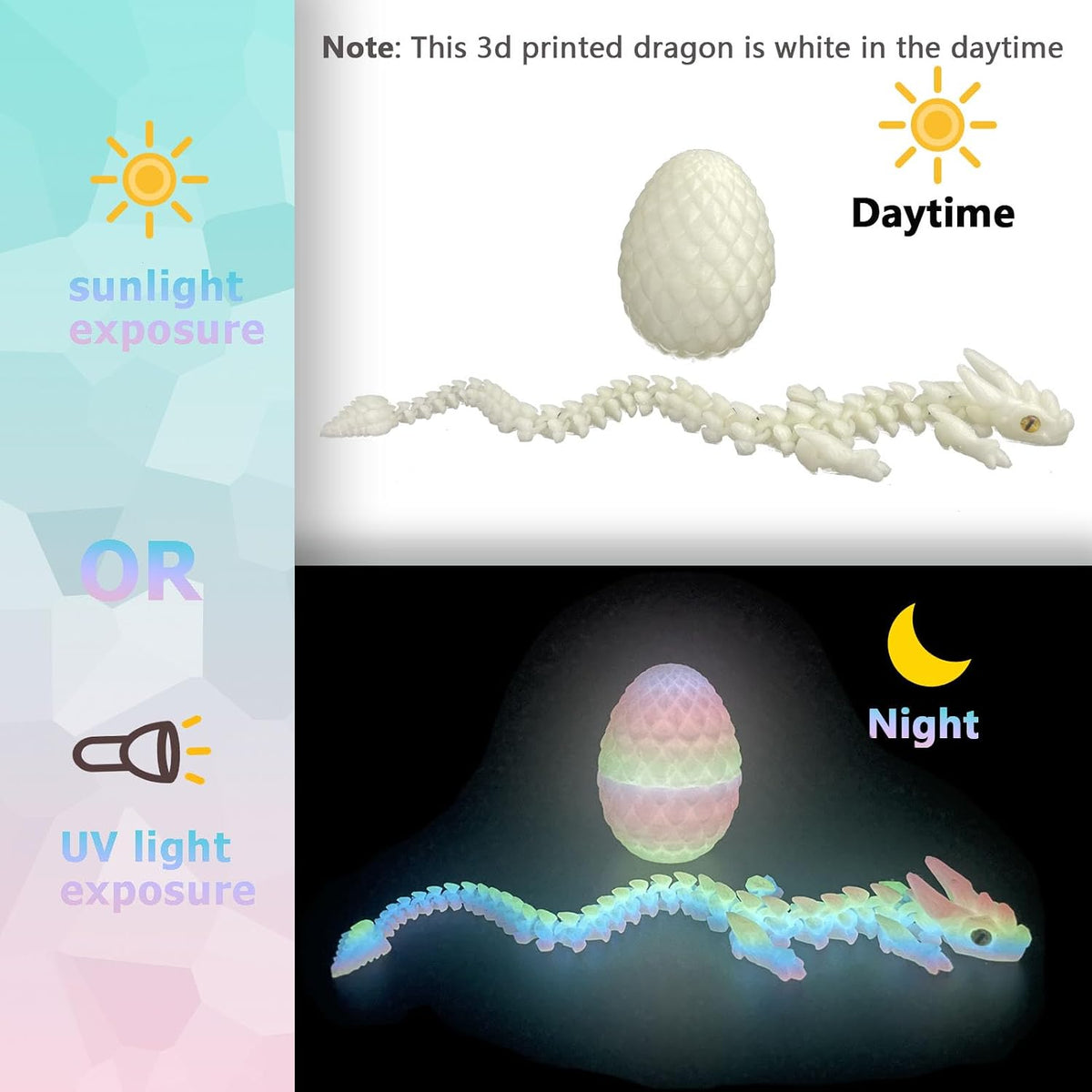 3D Printed Dragon Eggs with Dragon Inside, Mystery Crystal Dragon Easter Egg Fillers Toys, Articulated Fidget 3D Printed Animals, Surprise Gift, Easter Basket Essentials, Easter Basket Stuffers