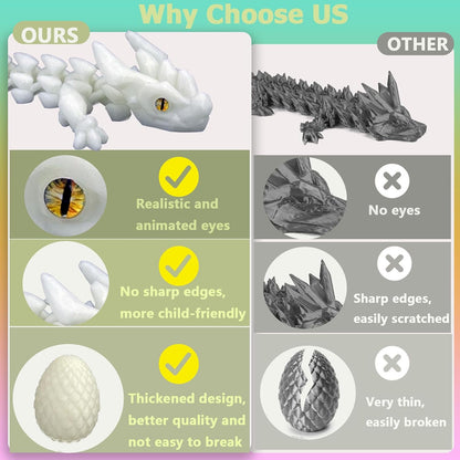 3D Printed Dragon Eggs with Dragon Inside, Mystery Crystal Dragon Easter Egg Fillers Toys, Articulated Fidget 3D Printed Animals, Surprise Gift, Easter Basket Essentials, Easter Basket Stuffers