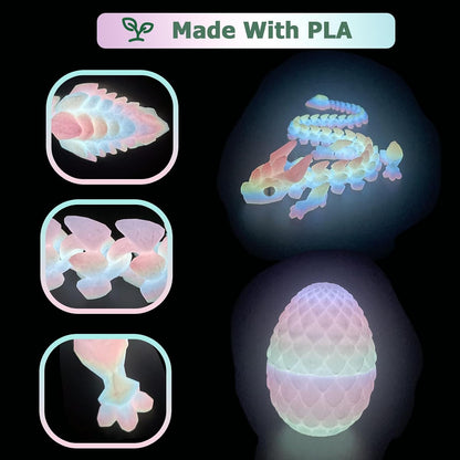 3D Printed Dragon Eggs with Dragon Inside, Mystery Crystal Dragon Easter Egg Fillers Toys, Articulated Fidget 3D Printed Animals, Surprise Gift, Easter Basket Essentials, Easter Basket Stuffers