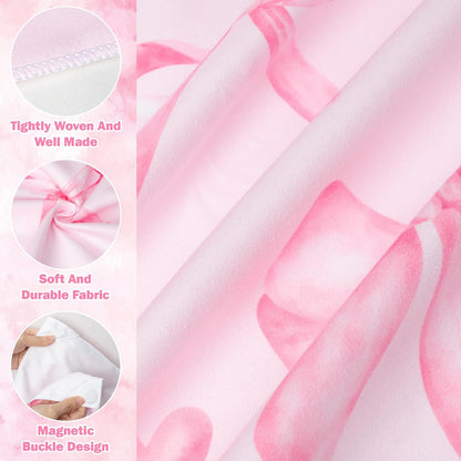 Coquette Pink Bow Magnetic Beach Towel - 75"x30" Sand Free Quick Dry Microfiber Towel with Built-in Magnets Lightweight for Beach Chair Car Door Pool Travel Camping Yoga with Storage Bag