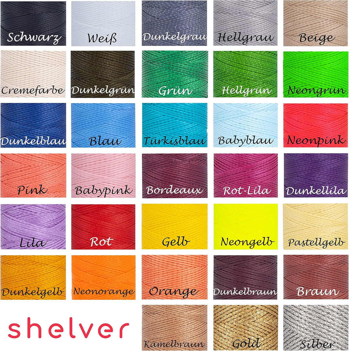 Waxed Thread, Strong Thread for Leather, Upholstery, Shoe, Bag, incl. Needle (Colour: Baby Pink)