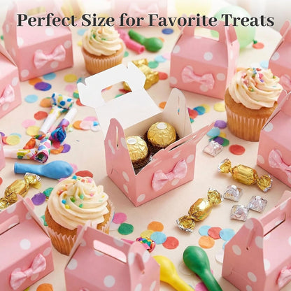 30PCS Party Favor Boxes, 2.8 × 2 × 4 inches Little Polka Dot Favor Boxes Small Pink Candy bags for Kids Candy Birthday Party