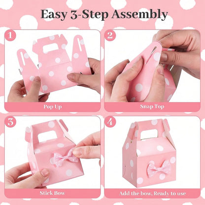 30PCS Party Favor Boxes, 2.8 × 2 × 4 inches Little Polka Dot Favor Boxes Small Pink Candy bags for Kids Candy Birthday Party