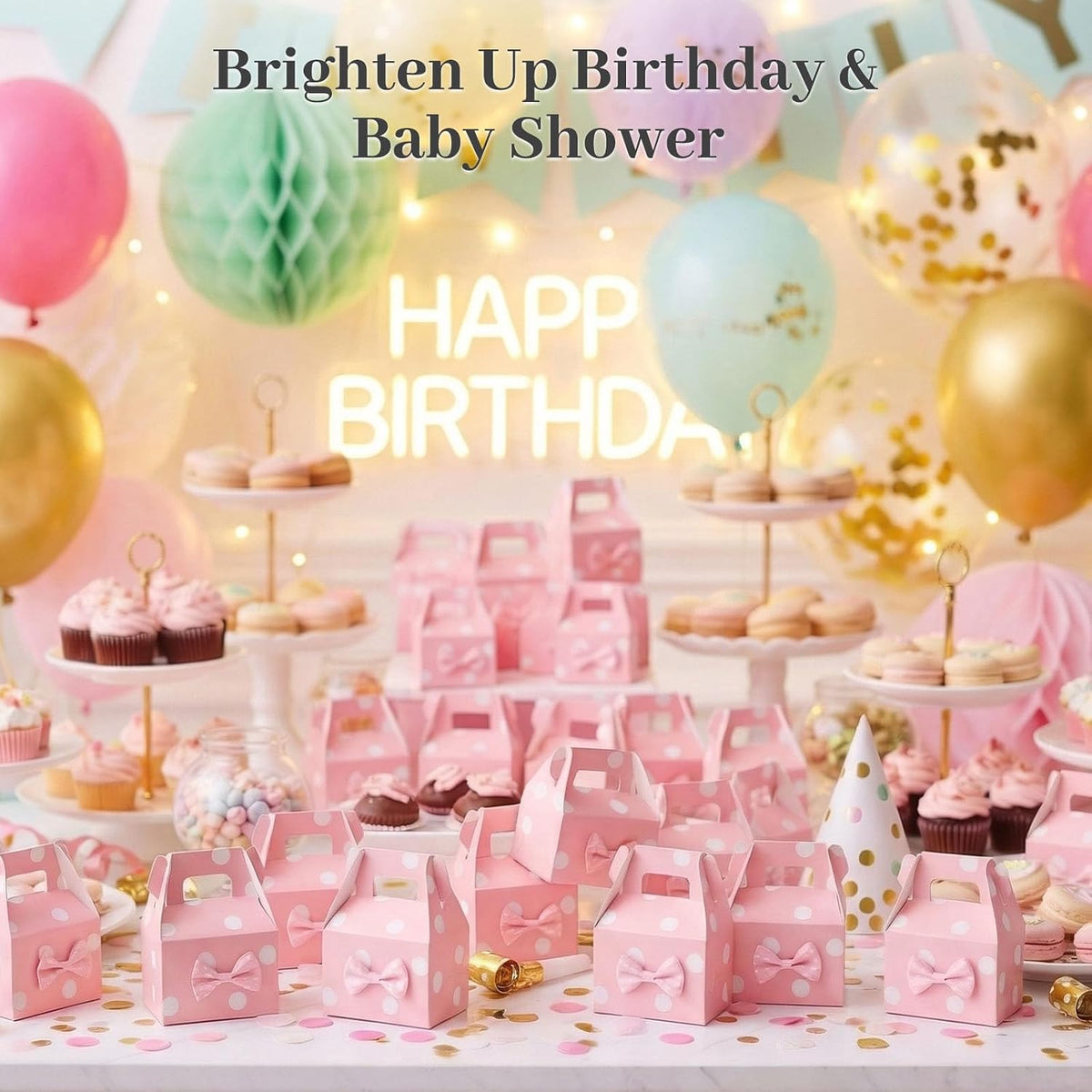 30PCS Party Favor Boxes, 2.8 × 2 × 4 inches Little Polka Dot Favor Boxes Small Pink Candy bags for Kids Candy Birthday Party