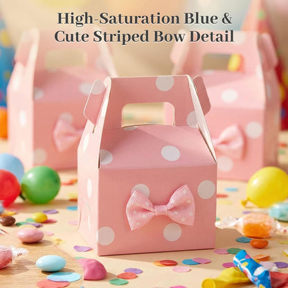 30PCS Party Favor Boxes, 2.8 × 2 × 4 inches Little Polka Dot Favor Boxes Small Pink Candy bags for Kids Candy Birthday Party