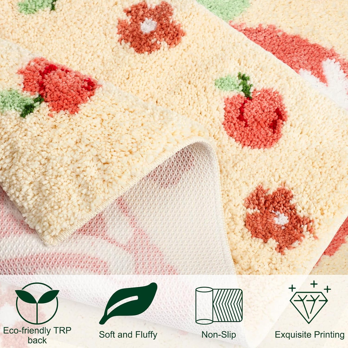 Peachy Clean Bath Mat Peach Bathroom Decor Non Slip Soft Water Absorbent Cute Bathroom Rugs Aesthetic Cute Bathmat Machine Washable for Home Bathtub Shower Toilet, 18 x 24 Inches