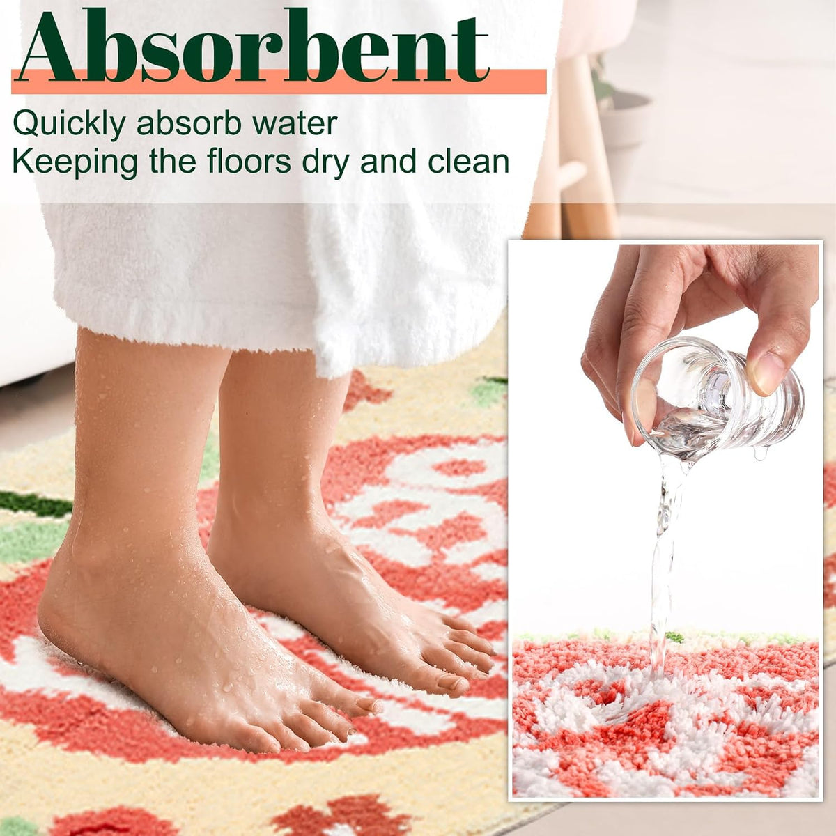 Peachy Clean Bath Mat Peach Bathroom Decor Non Slip Soft Water Absorbent Cute Bathroom Rugs Aesthetic Cute Bathmat Machine Washable for Home Bathtub Shower Toilet, 18 x 24 Inches