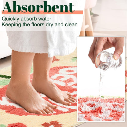 Peachy Clean Bath Mat Peach Bathroom Decor Non Slip Soft Water Absorbent Cute Bathroom Rugs Aesthetic Cute Bathmat Machine Washable for Home Bathtub Shower Toilet, 18 x 24 Inches
