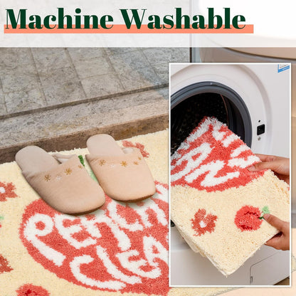 Peachy Clean Bath Mat Peach Bathroom Decor Non Slip Soft Water Absorbent Cute Bathroom Rugs Aesthetic Cute Bathmat Machine Washable for Home Bathtub Shower Toilet, 18 x 24 Inches