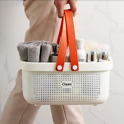 Plastic Storage Basket with Handle Portable Shower Caddy Tote Organizer Basket Bin for Bathroom Kitchen Dorm Room Bedroom, Pink